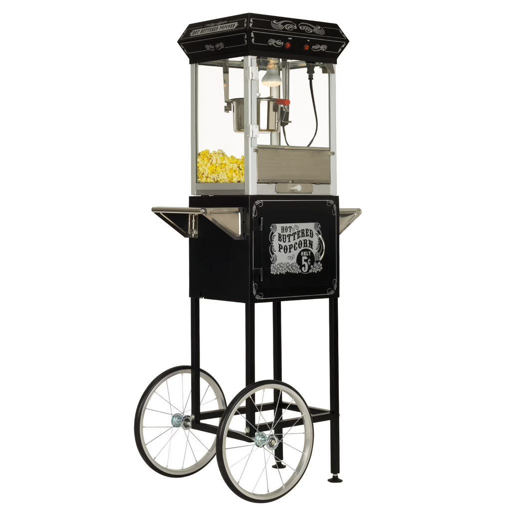 Black/Silver 4oz Popcorn Machine with Cart V237