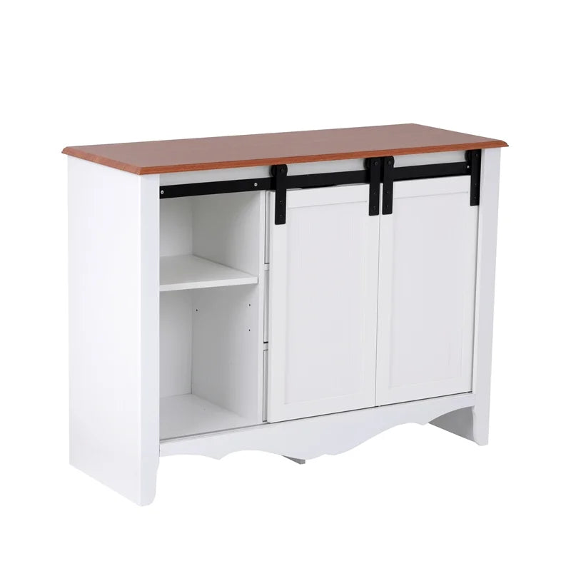 Countryside Barn Door Buffet with Two Sliding Barn Doors & Three Drawers H70214
