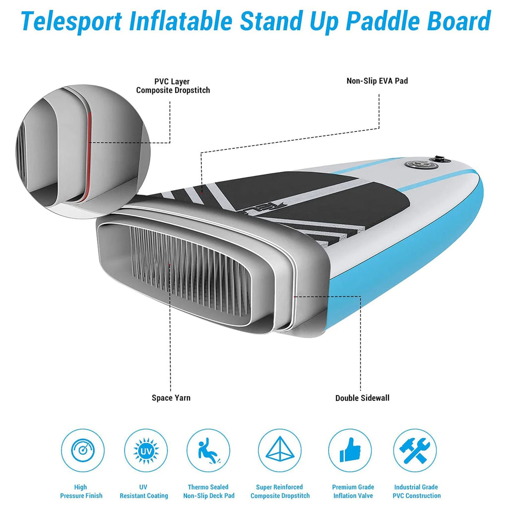 White & Blue Inflatable SUP Paddleboard with Accessories L37280