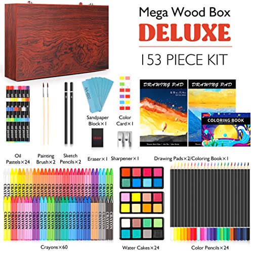 153-Pack Art Set in Wooden Case with 2 A4 Sketch Pads N5358