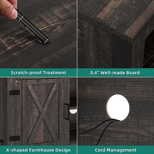 Farmhouse Barn Door TV Stand for 65 Inch TV Dark Rustic Oak W53190