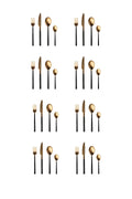 32-Piece Black and Gold Plated Flatware Set I389