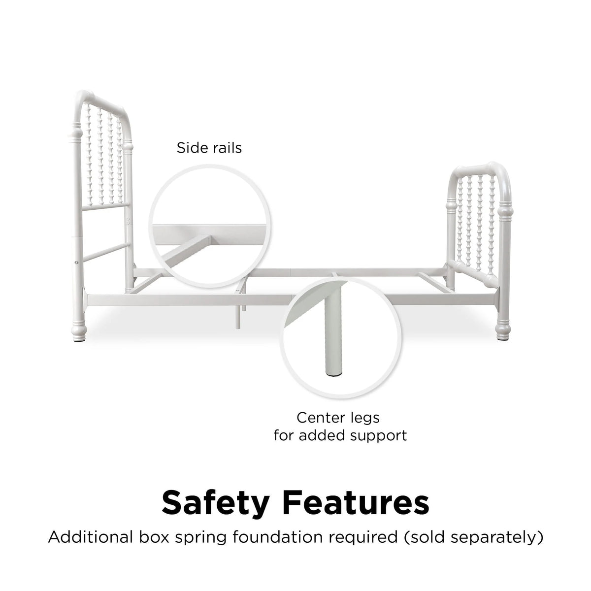 White Twin Metal Bed Frame with Headboard N236