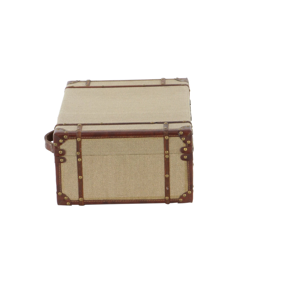 Beige Wooden Nesting Upholstered Trunk 2-Pieces Q396