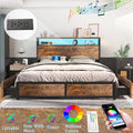 Full LED Bed Frame with Storage Headboard 4 Drawers K66433