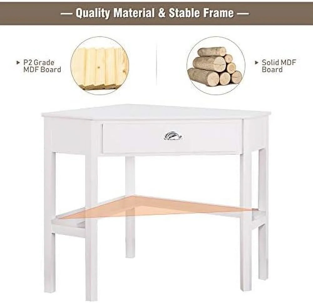 Brown Corner Desk with Drawer R522