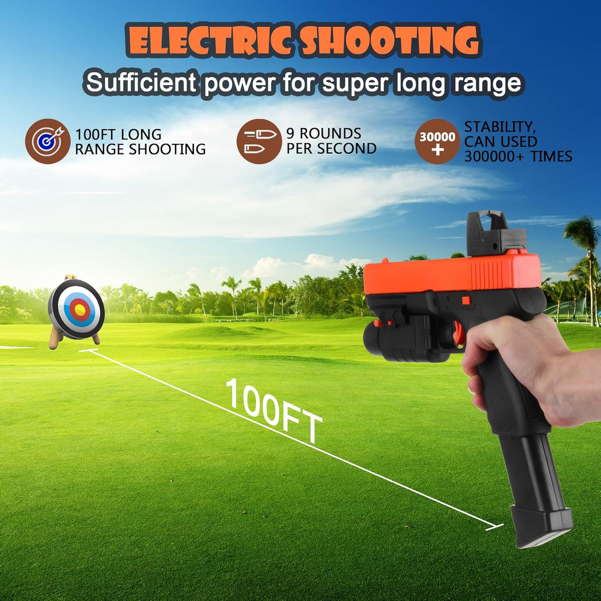 Orange Full Auto Splat-Blaster with Drum and Goggles H3677