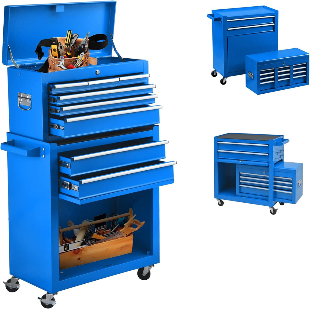 Blue 8-Drawer Rolling Tool Chest with Lockable Drawers P41696