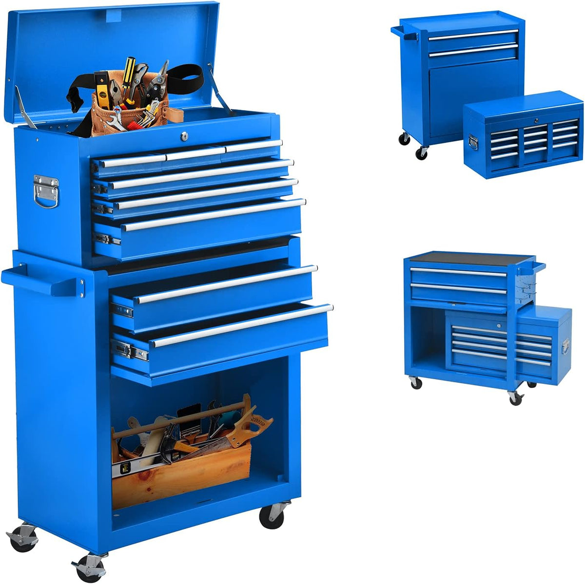 Blue 8-Drawer Rolling Tool Chest with Lockable Drawers P41696