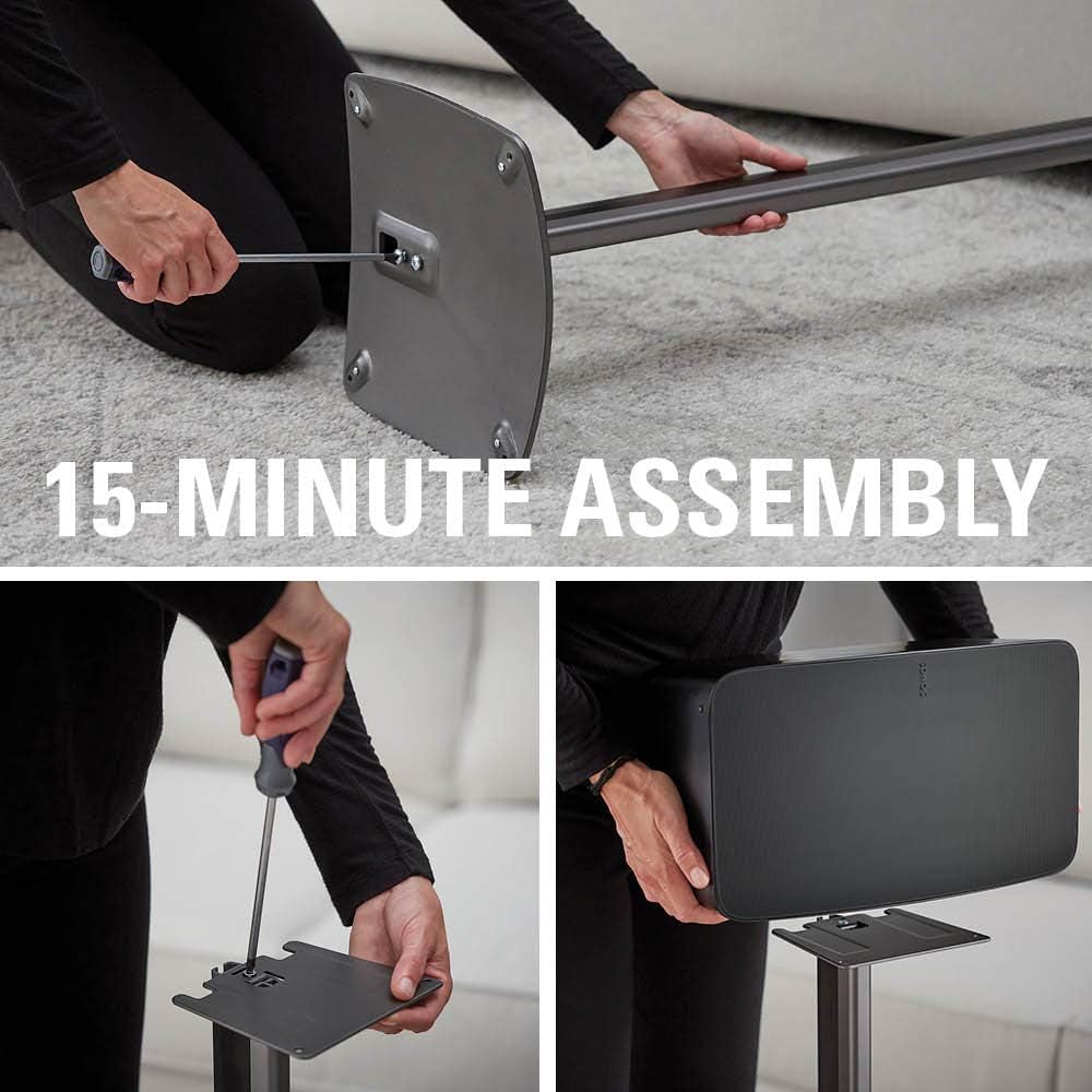 Black Wireless Speaker Stand with Cable Management W54077