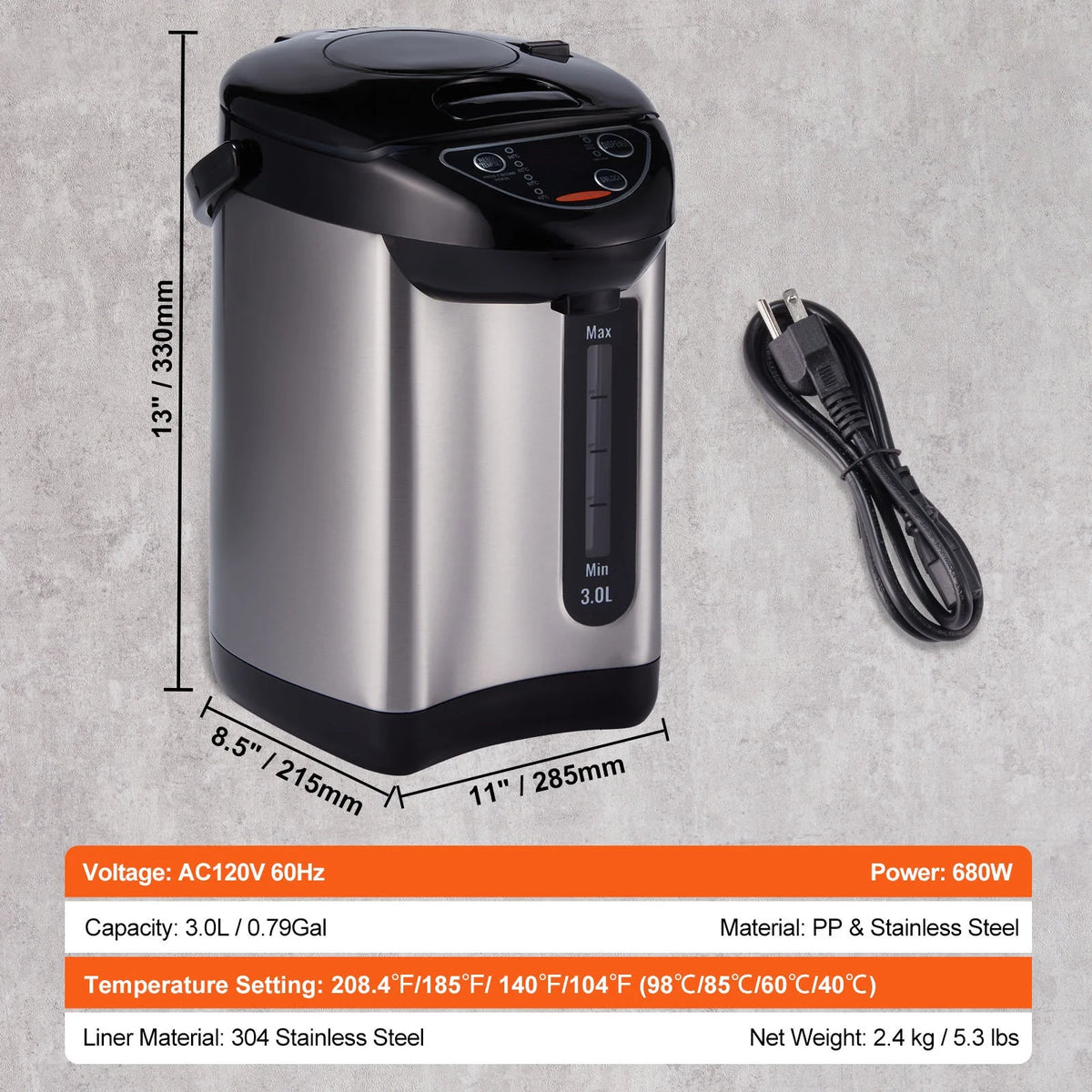 Instant Hot Water Dispenser 3L Electric Countertop Water Dispenser I96263