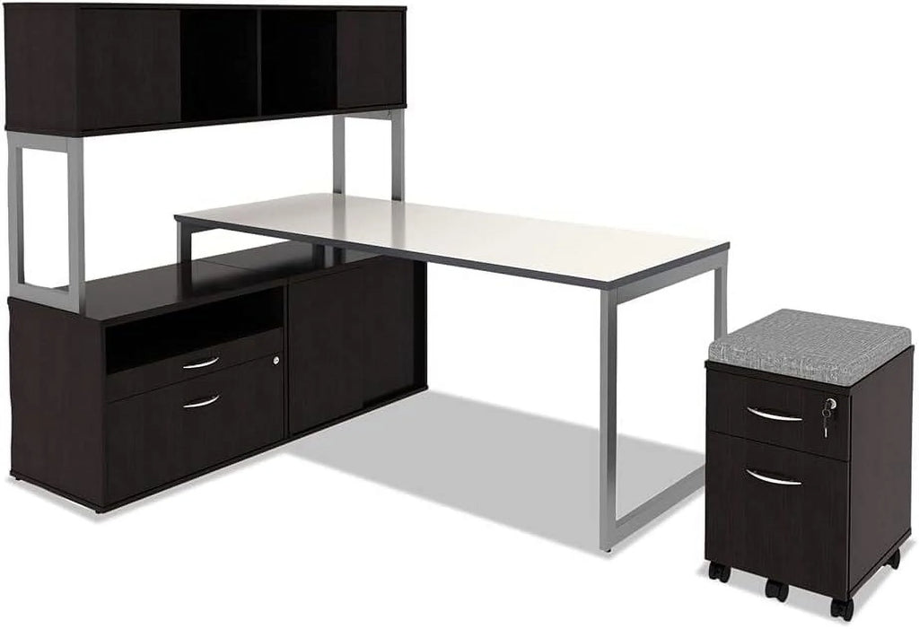 Espresso 2-Drawer 1 Shelf Low File Cabinet Credenza W29034