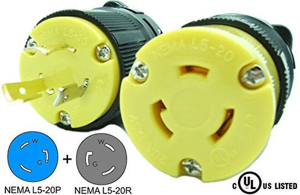 20 Amp Plug & Connector Set Black Industrial Grade O829977