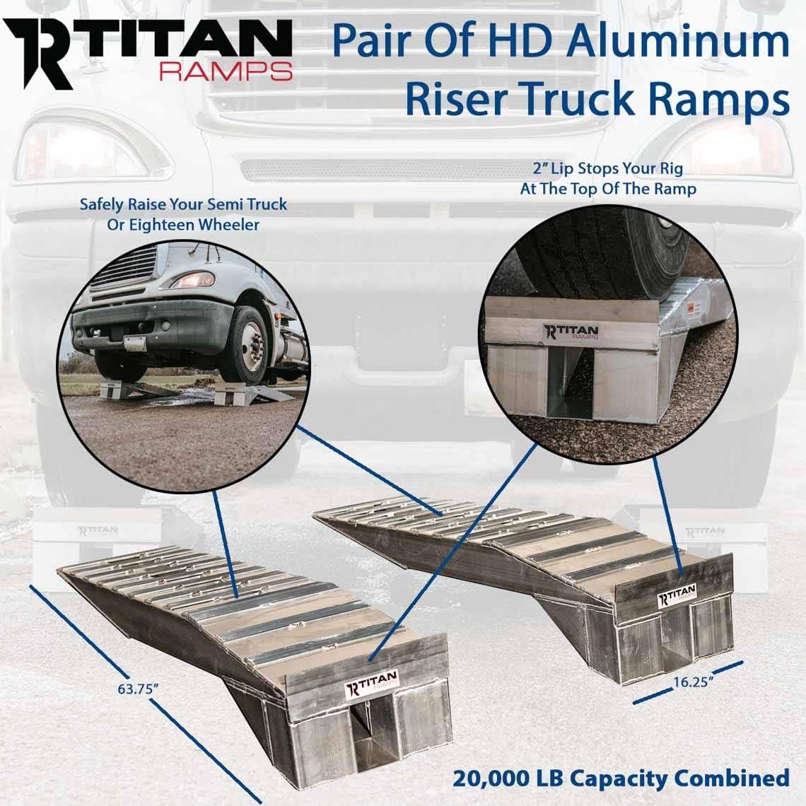 Heavy Duty Aluminum Semi Truck Riser Ramp 20,000 LB Capacity U620
