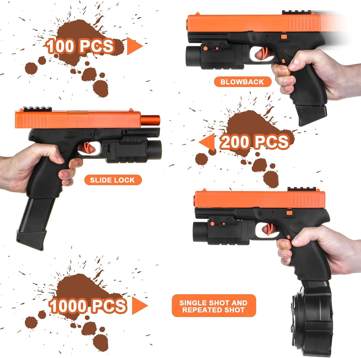 Orange Full Auto Splat-Blaster with Drum and Goggles H3677