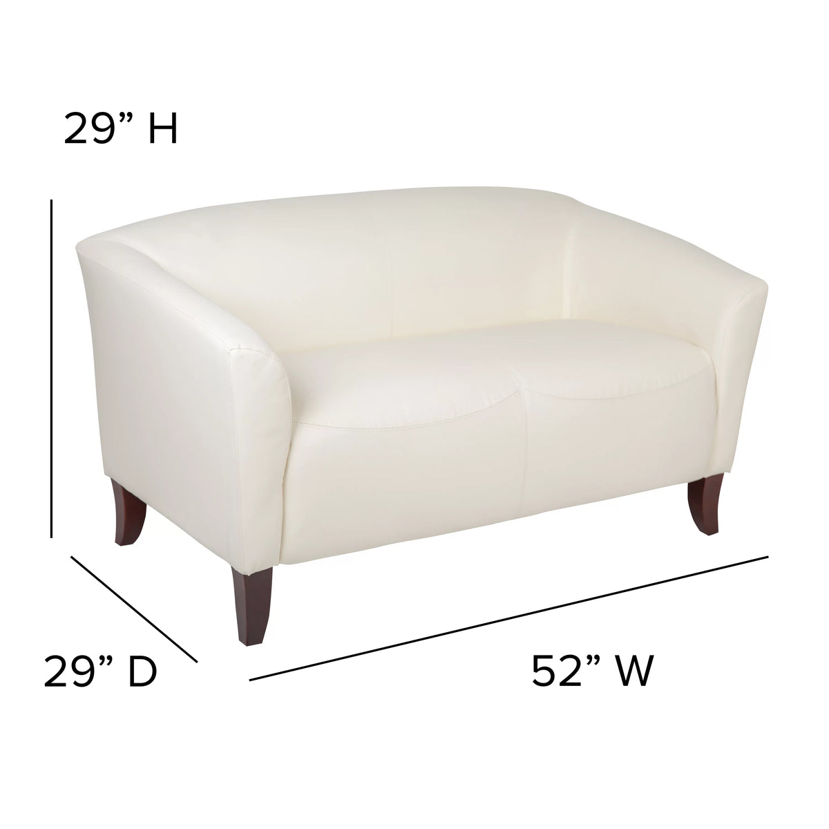 Ivory LeatherSoft Loveseat with Cherry Wood Feet M599515