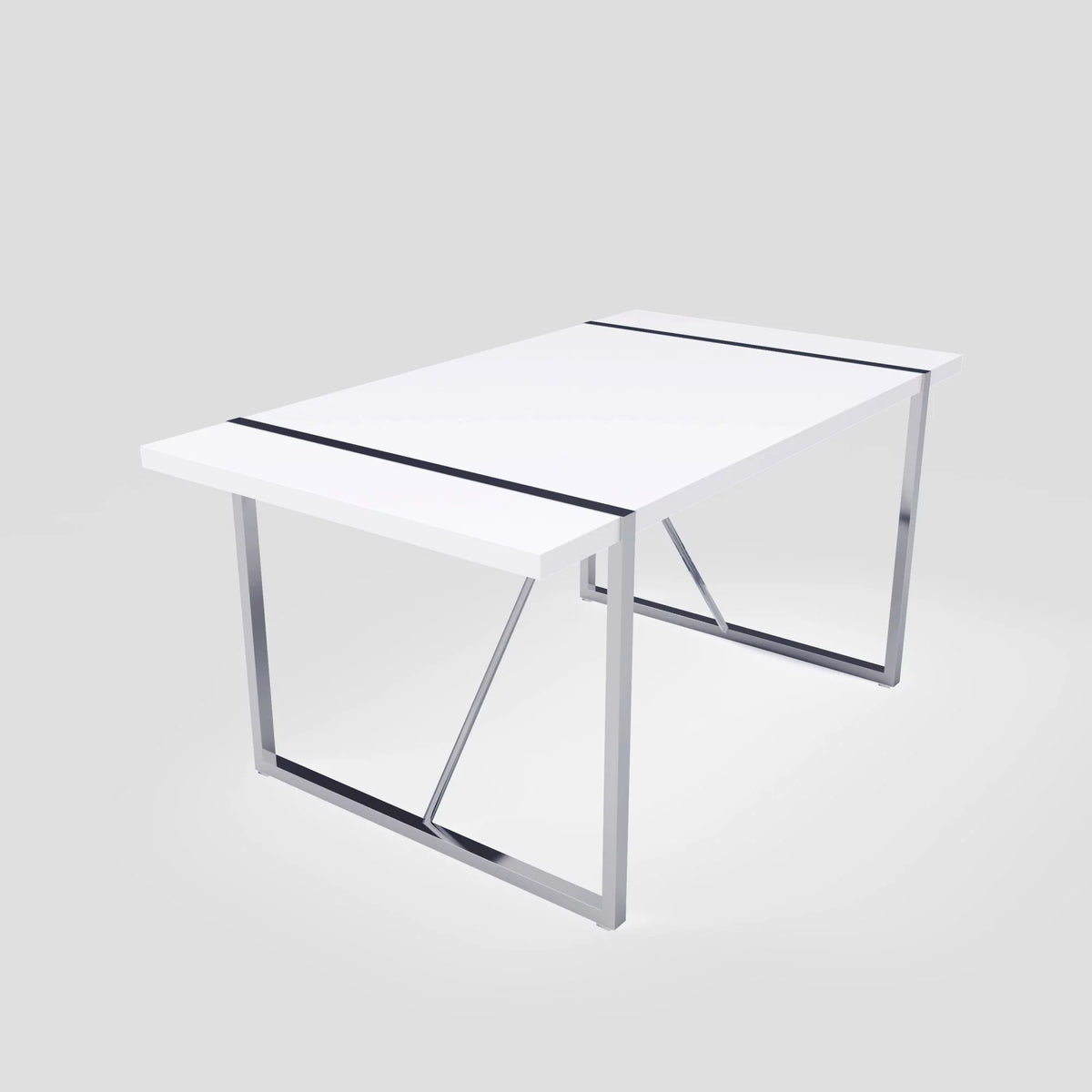 White Dining Table with Silver Metal Legs A476