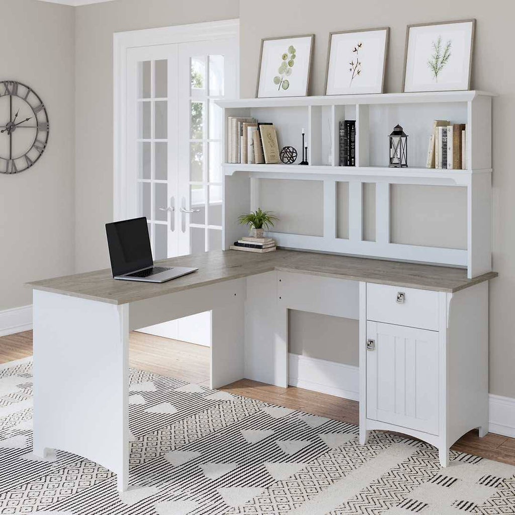 60W L Shaped Desk with Hutch I2396