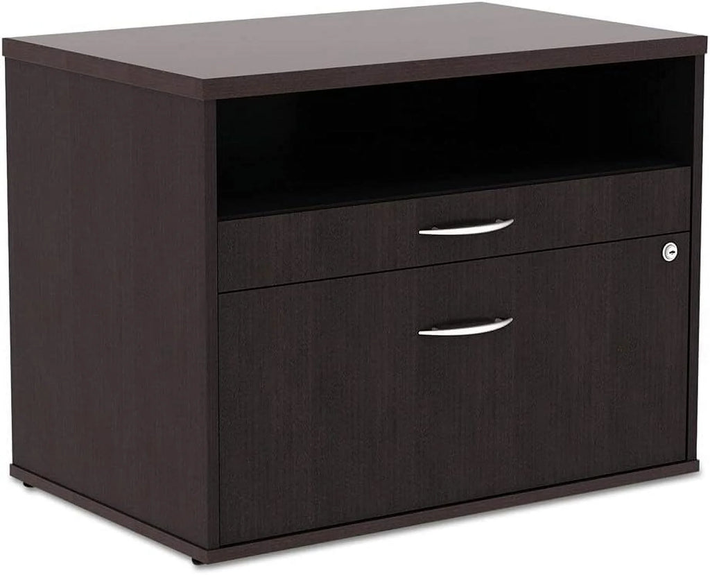 Espresso 2-Drawer 1 Shelf Low File Cabinet Credenza W29034