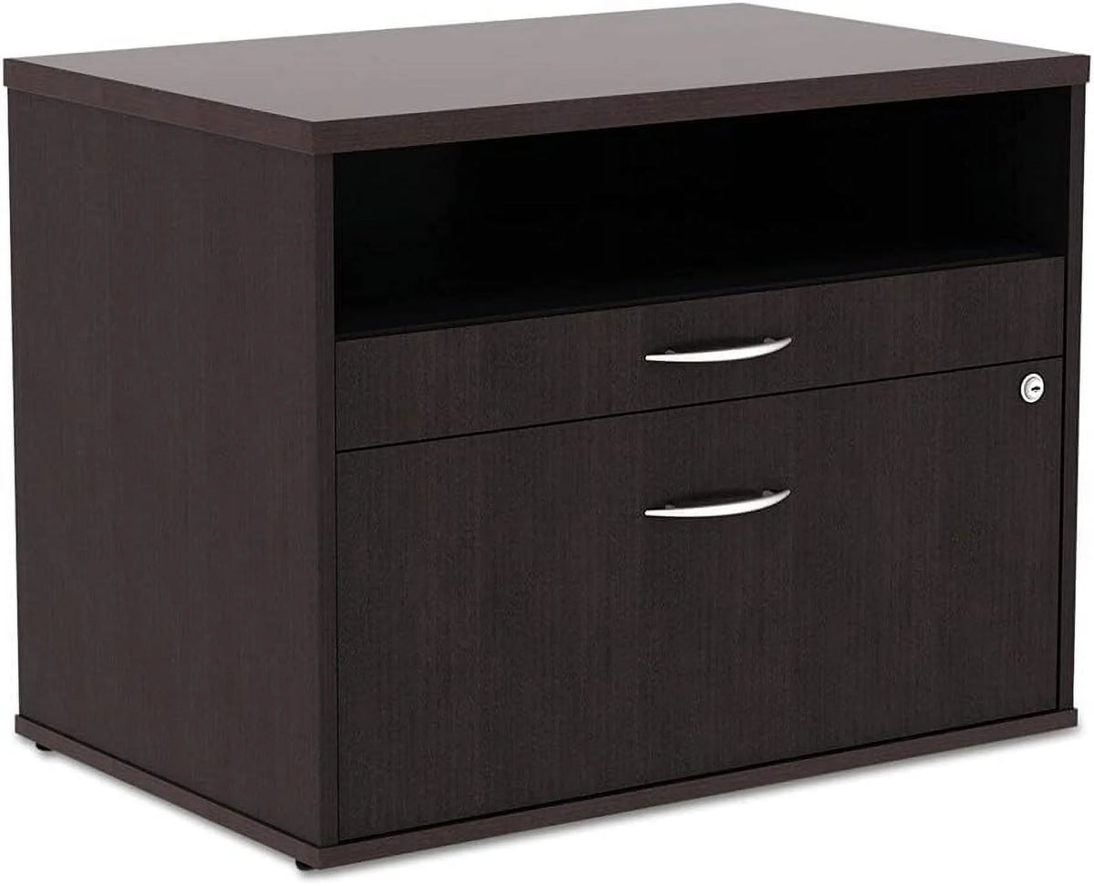 Espresso 2-Drawer 1 Shelf Low File Cabinet Credenza W29034