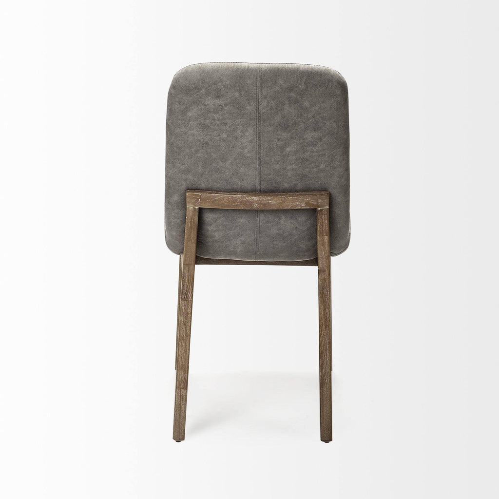Grey Fabric Dining Chair with Medium Brown Wood Base L9810
