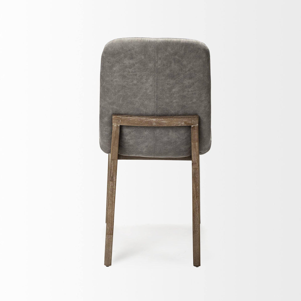 Grey Fabric Dining Chair with Medium Brown Wood Base L9810