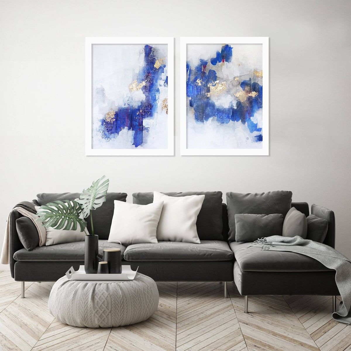 2 Piece White Framed Print Set S302704