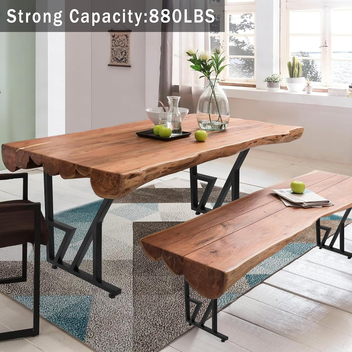 Black Heavy Duty Metal Table Legs 28"x124" (2PCS) S84576