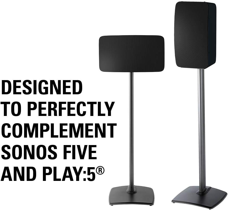 Black Wireless Speaker Stand with Cable Management W54077