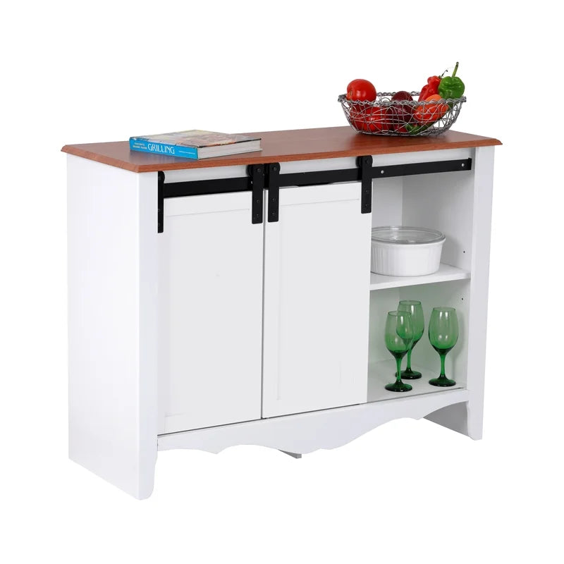 Countryside Barn Door Buffet with Two Sliding Barn Doors & Three Drawers H70214