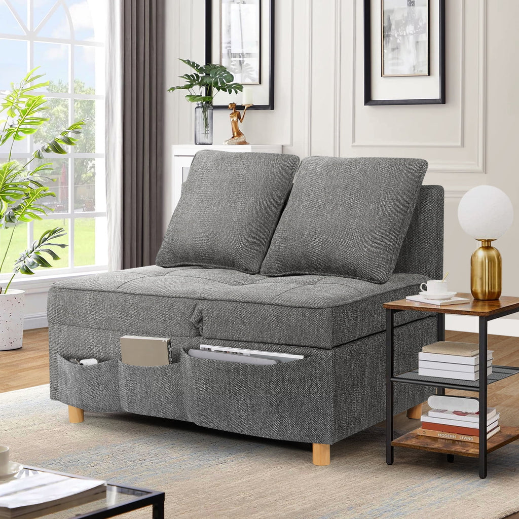 Dark Gray 4 in 1 Convertible Sleeper Chair with 2 Pillows H88194