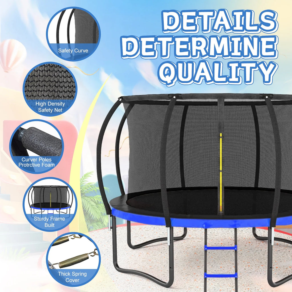 12FT Outdoor Trampoline with Safety Enclosure and Ladder K95552