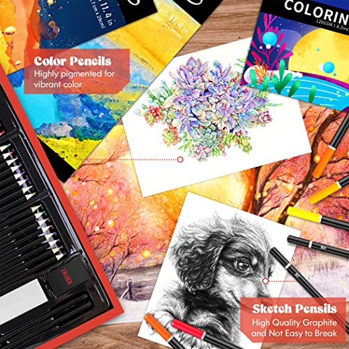 153-Pack Art Set in Wooden Case with 2 A4 Sketch Pads N5358