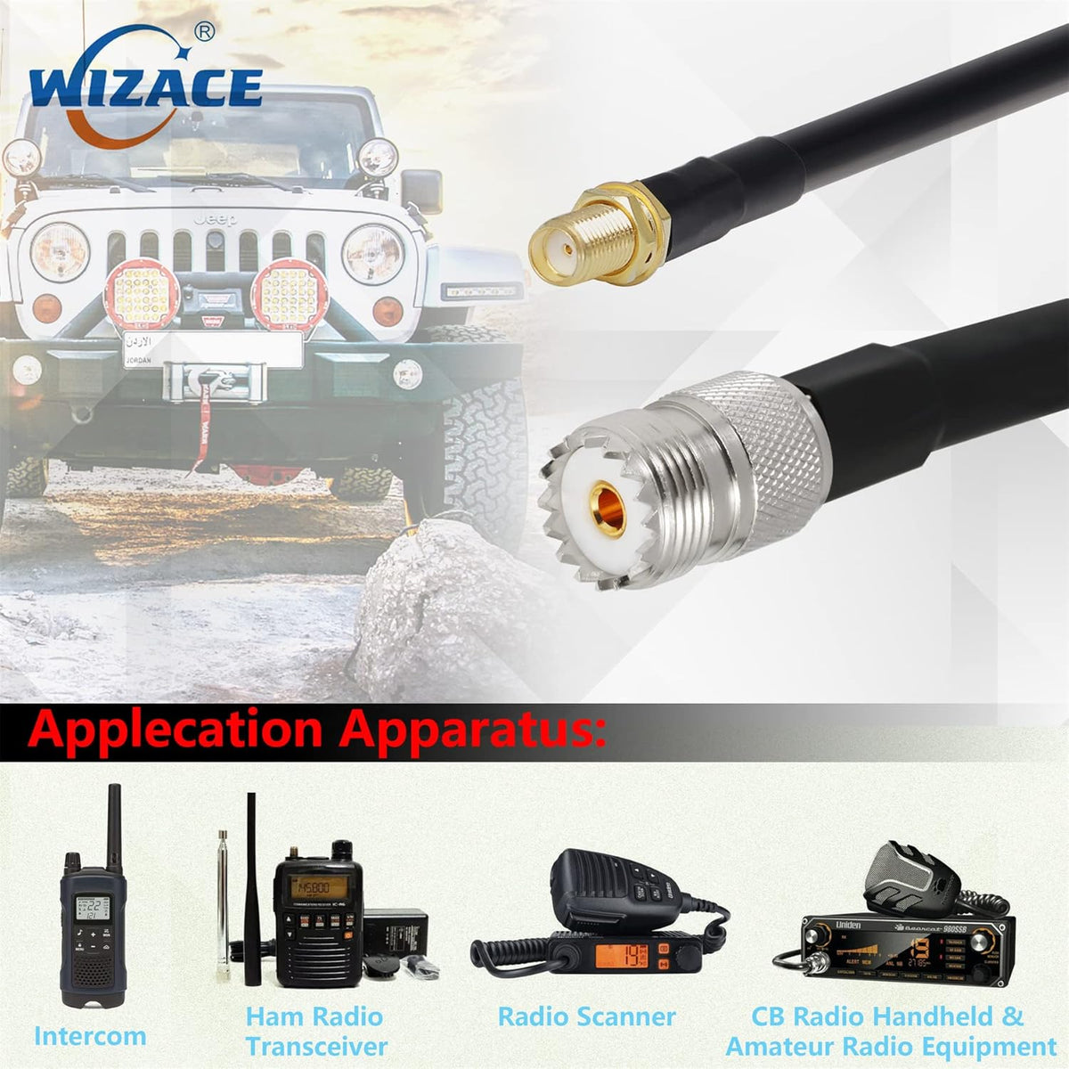 36 ft SMA Female to SO239 Extension Cable, Pure Copper Low-Loss Coaxial Cables 50 Ohm V98744
