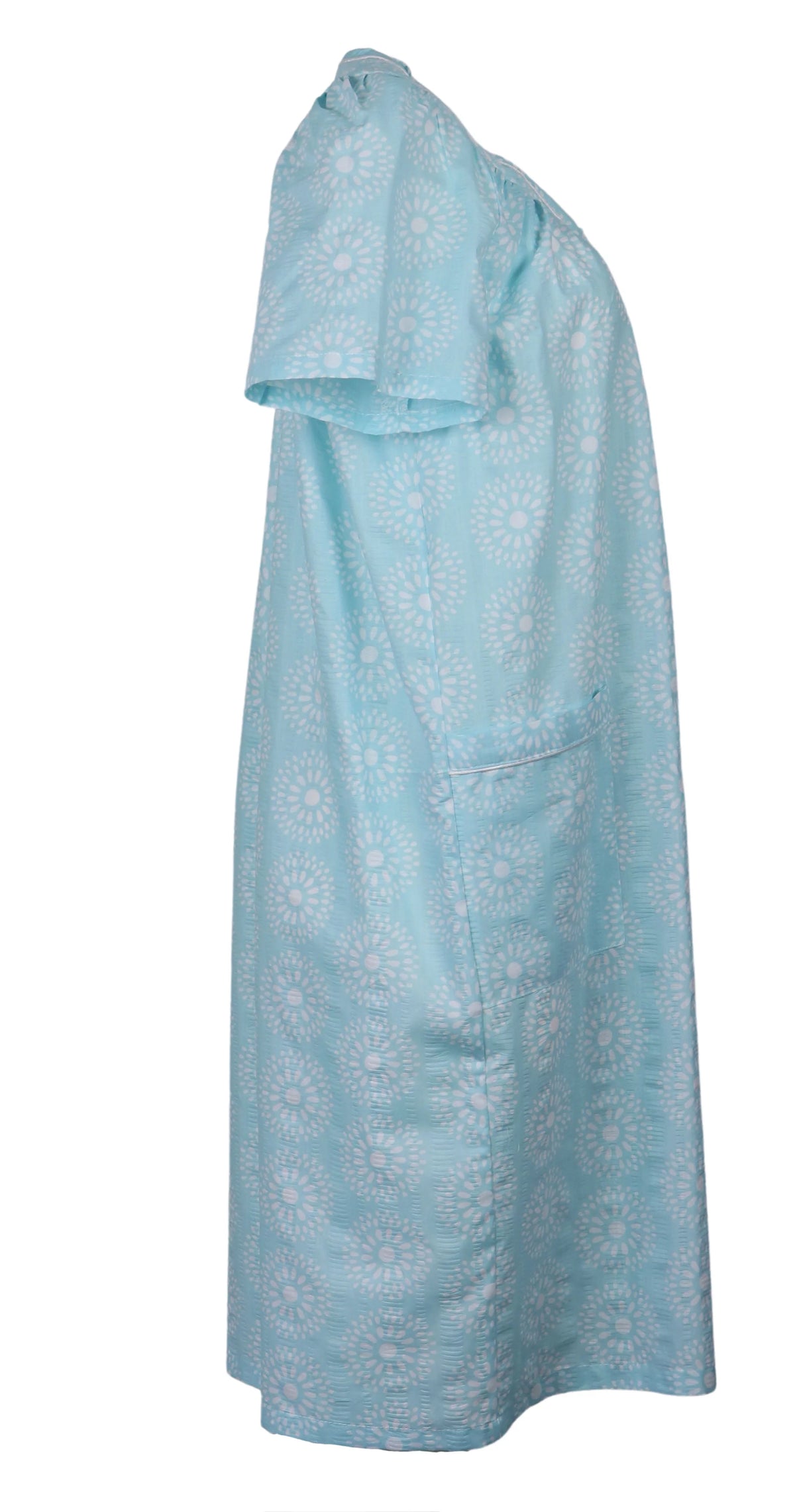 Aqua Snap-Front Duster Robe With Pockets C227706