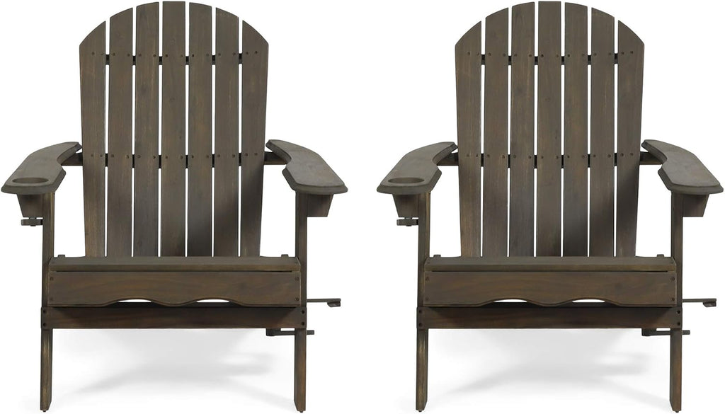 Acacia Wood Folding Adirondack Chairs Set of 2 Q172477