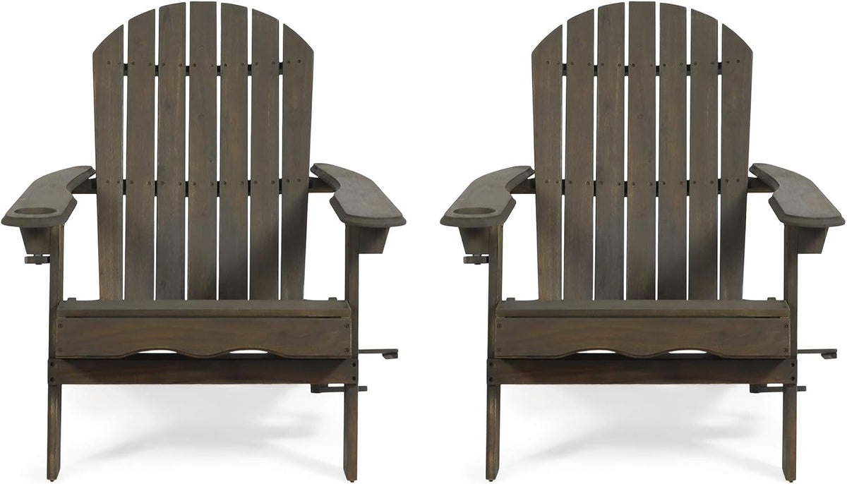 Acacia Wood Folding Adirondack Chairs Set of 2 Q172477