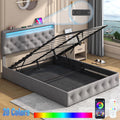 Queen Lift Up Velvet Storage Bed with Adjustable Headboard Q8652