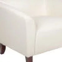 Ivory LeatherSoft Loveseat with Cherry Wood Feet M599515
