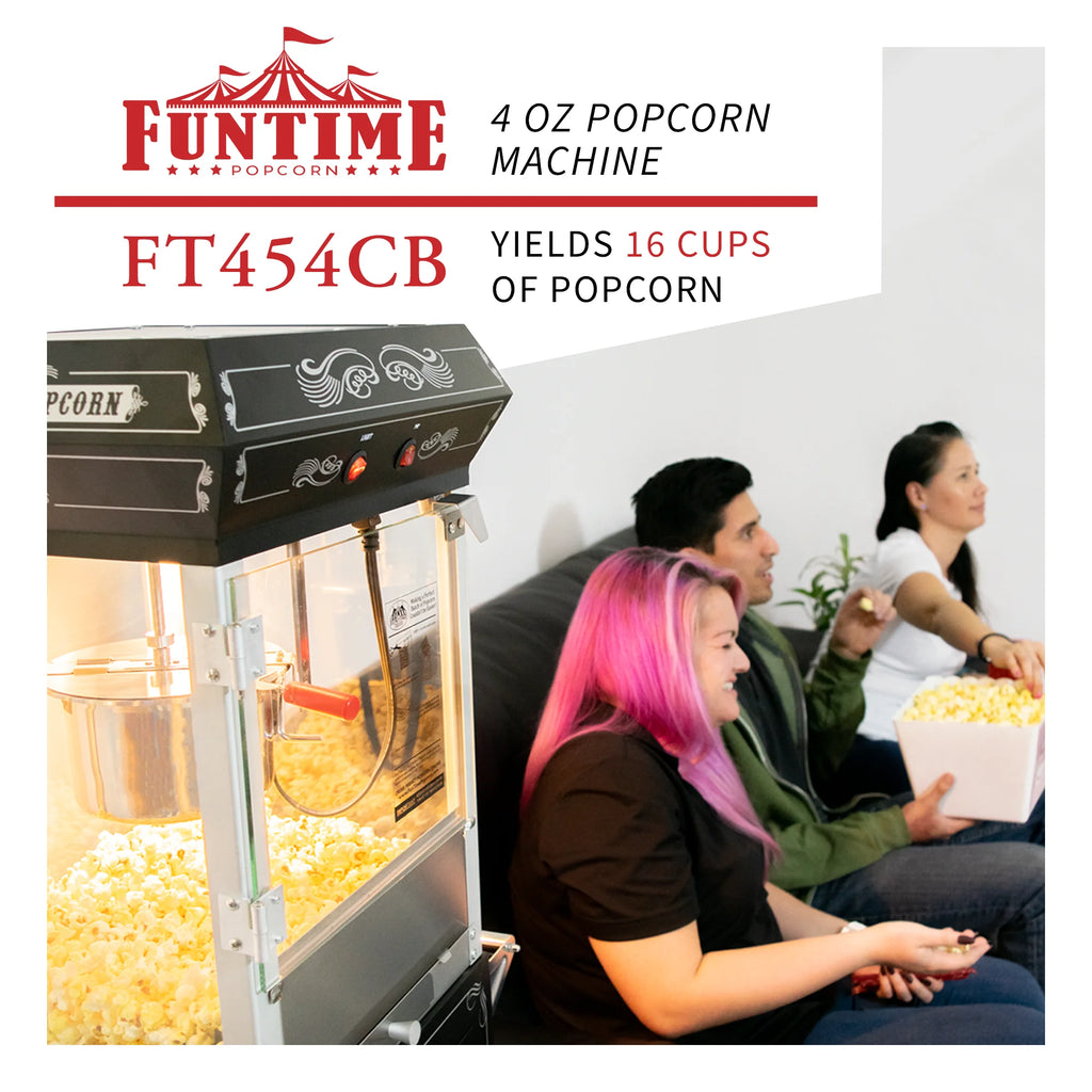 Black/Silver 4oz Popcorn Machine with Cart V237