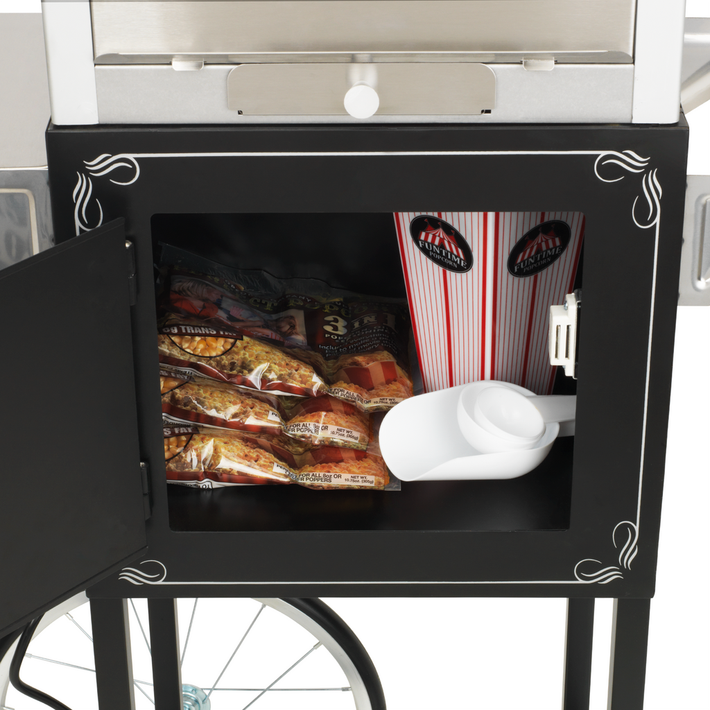 Black/Silver 4oz Popcorn Machine with Cart V237