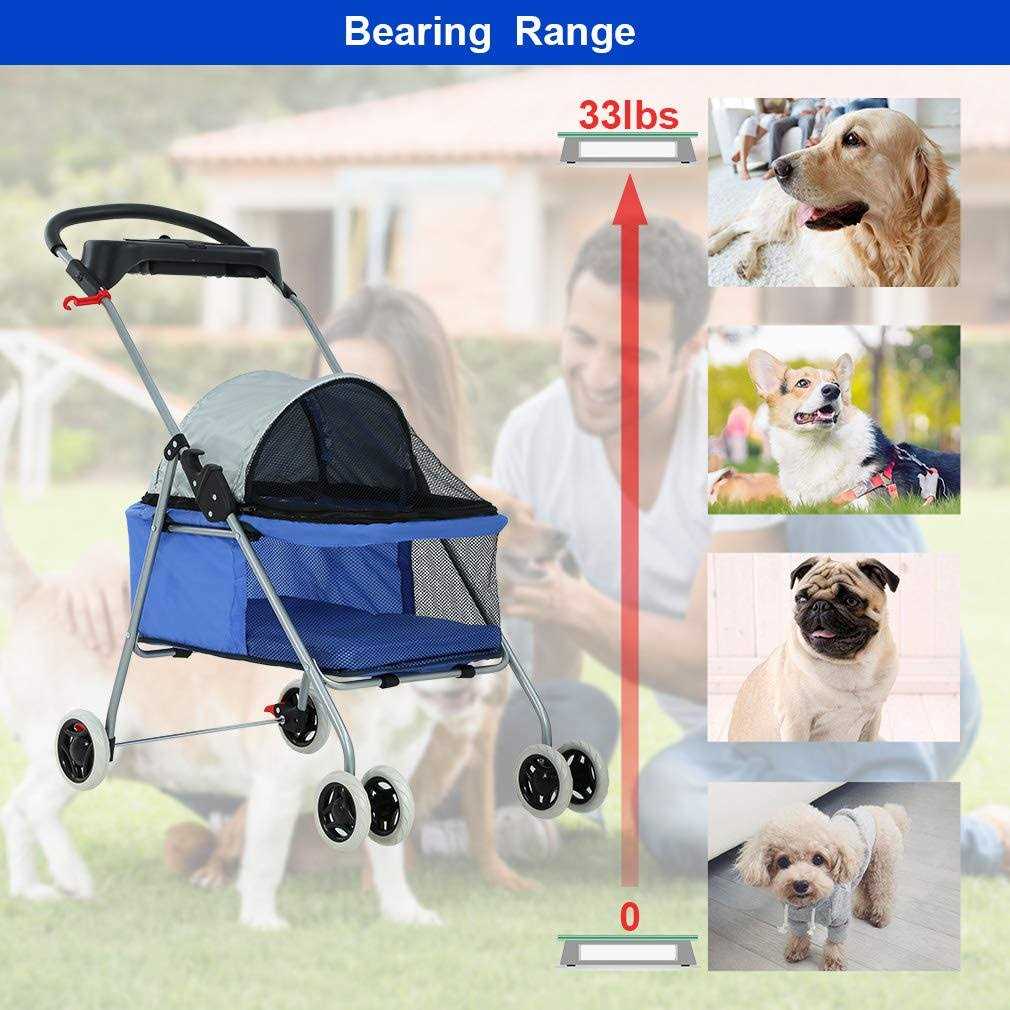 4 Wheels Folding Waterproof Pet Stroller with Cup Holder T66634