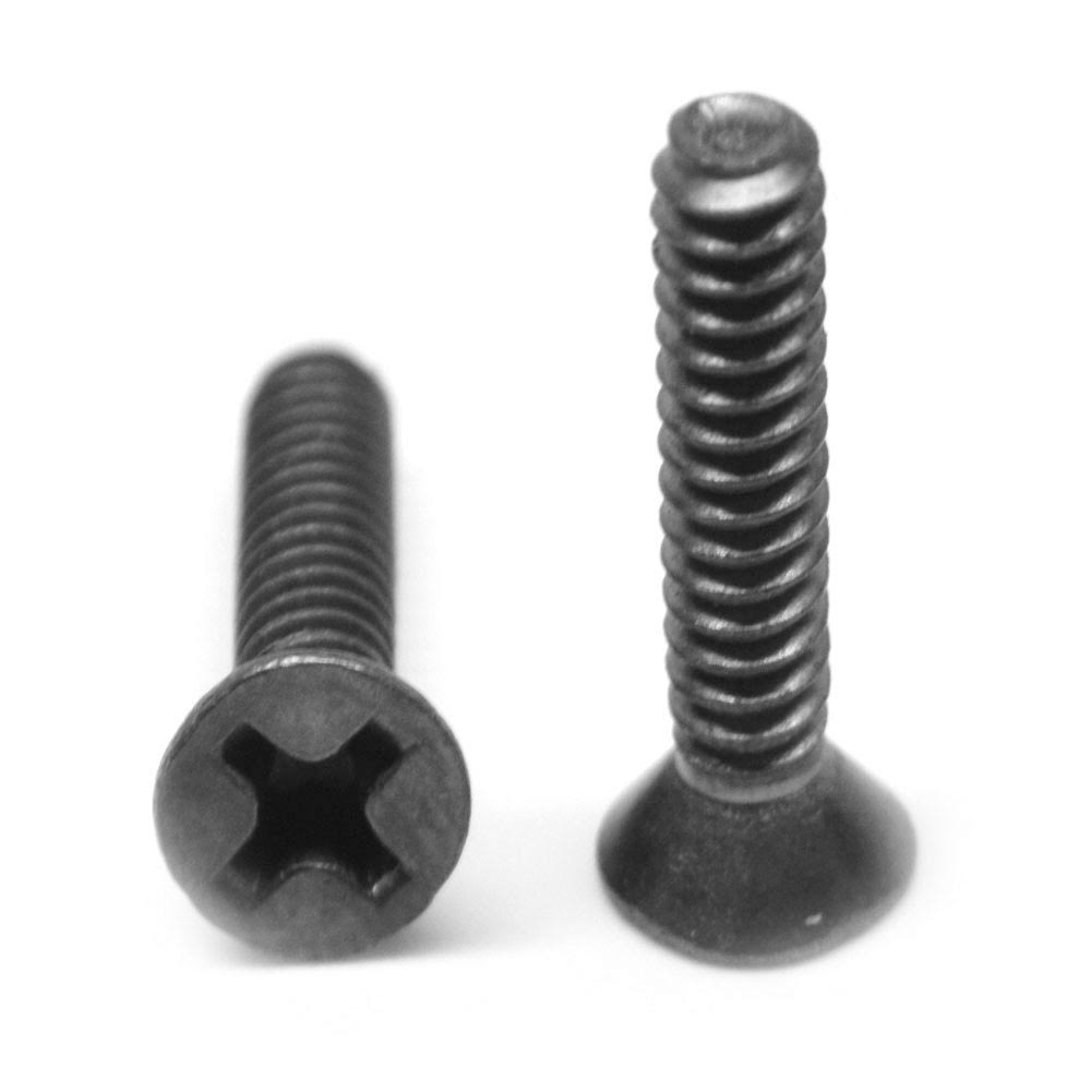 #4-40 x 1 Coarse Thread Machine Screw Phillips Flat Head Low Carbon Steel Black Oxide B4044