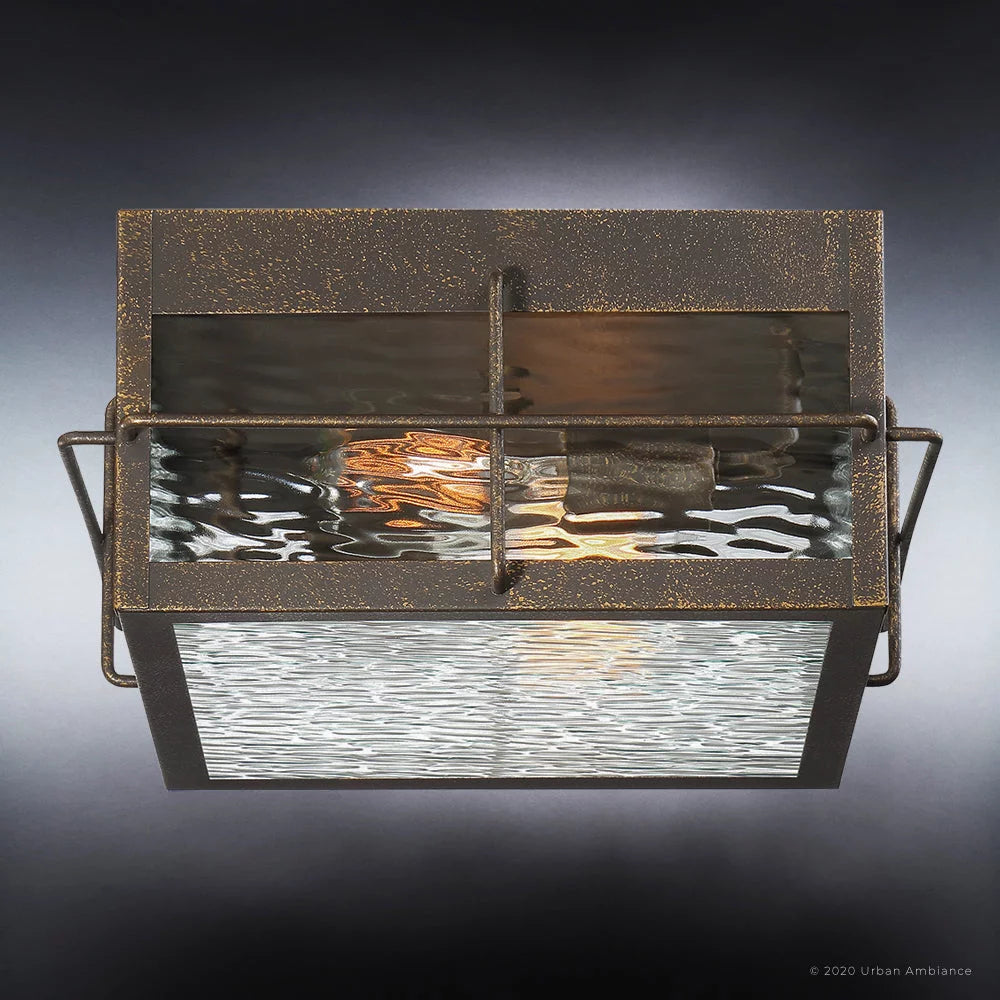 Urban Bronze Clear Water Glass Outdoor Ceiling Light F66457