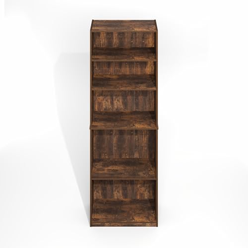 White 5-Tier Bookcase with Adjustable Shelves X350