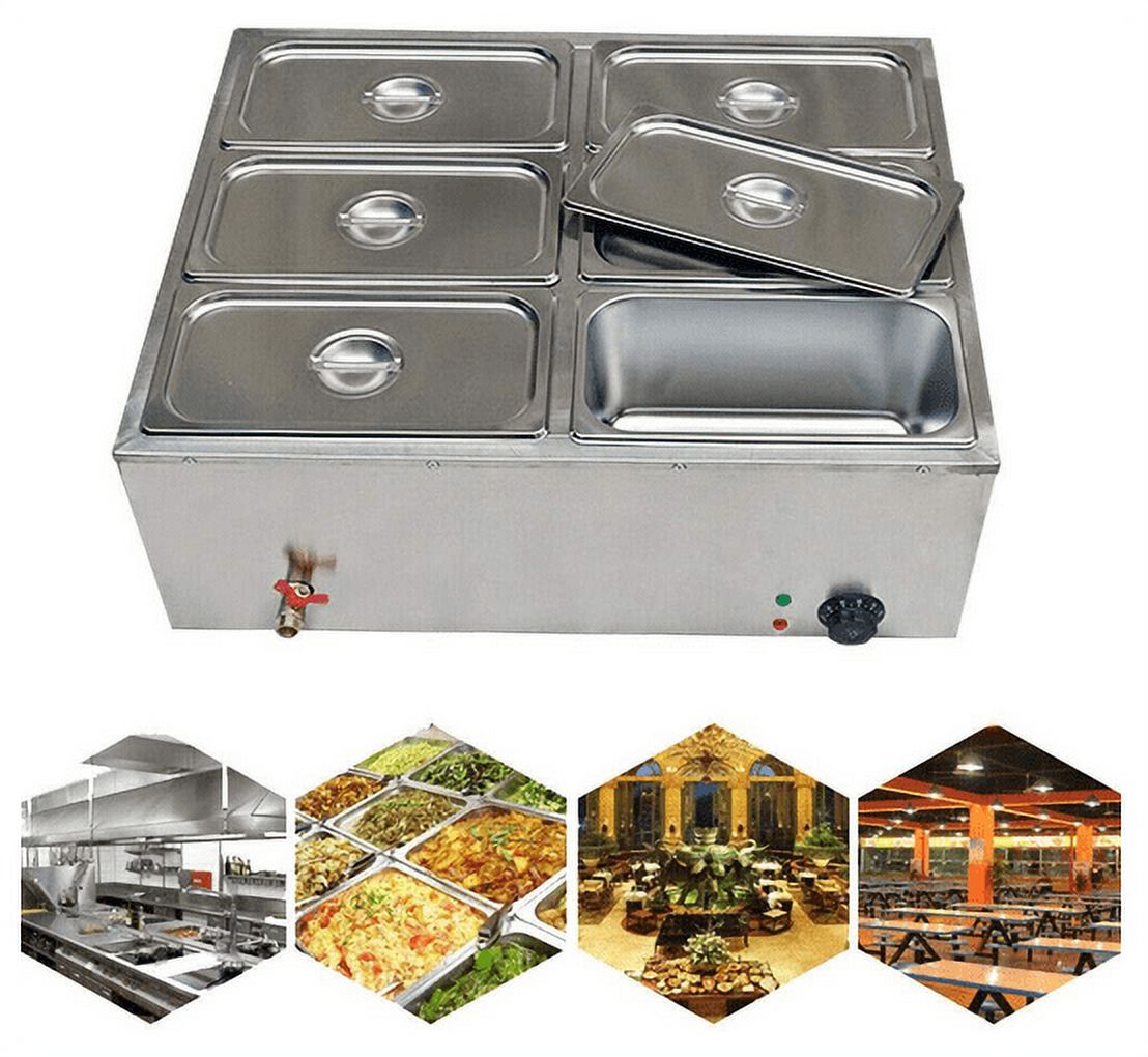 6-Pan with 6 Covers Commercial Food Warmer 7L 850W Y507