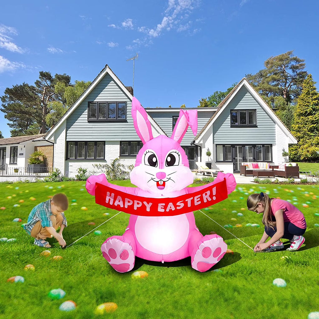 Easter Inflatable Bunny Yard Decorations with LED Lights A99485