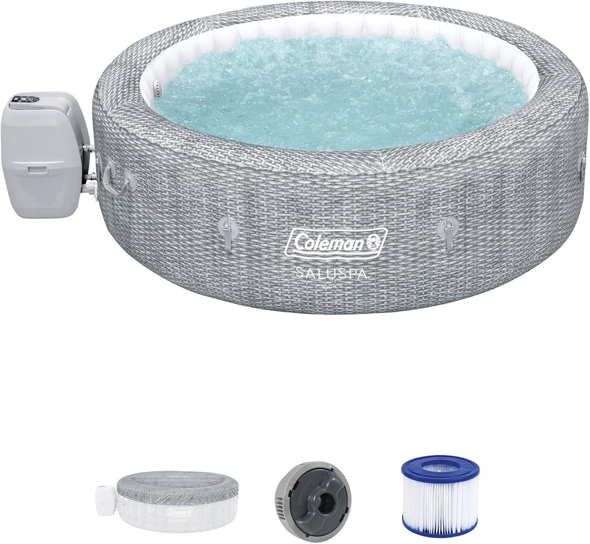 Inflatable Hot Tub with Seat and Headrest Pillows L95549