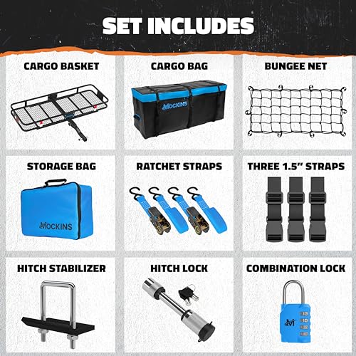 60x20x6 Heavy-Duty Folding Hitch Cargo Carrier with Waterproof Luggage Bag P7930
