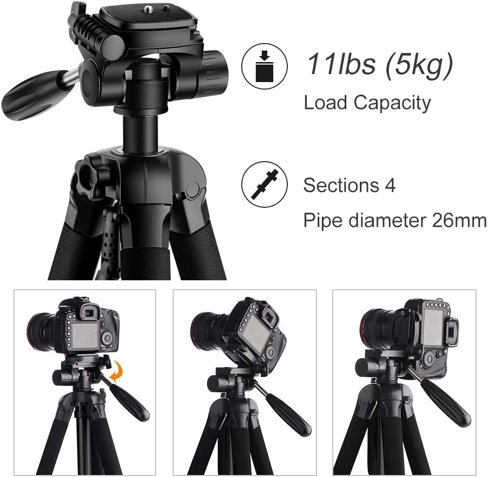 Portable Compact Aluminum Tripod Monopod with 3-Way Swivel Pan Tilt Head B30031